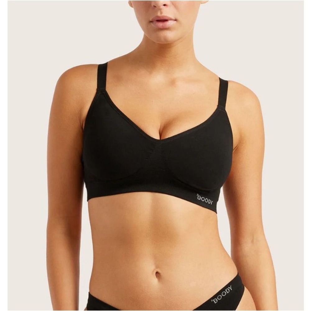 Boody Women's Black Wireless Full Bust Seamless Bamboo T-Shirt Bra Size M NWT